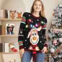 Ugly Christmas Sweater Women Men,Light Up Christmas Sweater for Couples,Funny Cute Reindeer LED Xmas Tacky Sweaters L