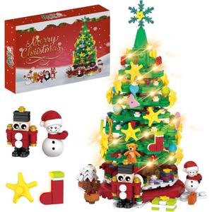 Advent Calendar 2025 Christmas Building Blocks Kit - Christmas Paradise Building Set with LED Light,24 Days Countdown Toys Building Set for Teen Boys Girls Gifts