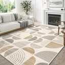 MUJOO 8x10 Area Rugs,Washable Rugs for Living Room Bedroom Dining Room,Large Boho Throw Floor Carpet Non Slip Soft Modern Abstract Bohemian Neutral Beige (Beige and Cream)