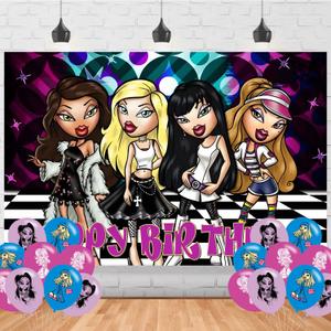 Brat Girl Birthday Decorations,Brat Girl Backdrops for Party Decorations Supplies,Cartoon Happy Birthday Banner Backdrop for Party Supplies (5x3ft)