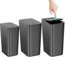 N. NETDOT Bathroom Trash Can with Lid 3 Pack Set, 2 Packs 4 Gal Slim Kitchen Trash Bin and 1 Pack 2.6Gal Garbage Can, Small Trash Can/Trash Bin/Waste Basket for Bedroom (Black, Pack of 3)