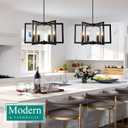 6-Light Black Chandelier, Farmhouse Dining Room Light Fixture, Large Modern Chandelier, Geometric Industrial Metal Hang Lighting Fixture for Foyer Entryway Kitchen Over Table Hallway Living Room