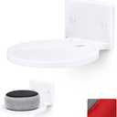 BRAINWAVZ 5” Round Floating Shelf Mount for Security Cameras Baby Monitors Speakers Plants Toys & More Universal Holder Stick-On Or Screw Mount, Easy to Install (White)