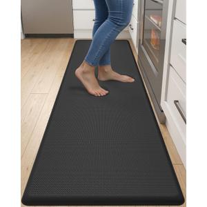 DEXI Kitchen Mat Cushioned Anti Fatigue, Extra Long Large Comfort Standing Floor Mats Waterproof, Memory Foam Antifatigue Runner Rug for Desk Office, Sink, Laundry, 70x20, Black