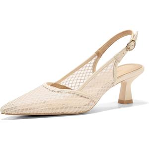 Coutgo Women's Slingback Kitten Low Heels Mesh Pumps Closed Pointed Toe Wedding Work Dress Shoes (10)