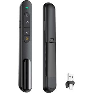 QUI Presentation Clicker for PowerPoint, RF 2.4GHz USB C Wireless Presenter Remote with Volume Control, PowerPoint Clicker Slide Advancer for Mac, Windows, Laptop, Keynote