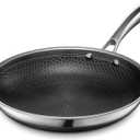 HexClad Hybrid Nonstick 10-Inch Frying Pan, Stay-Cool Handle, Dishwasher-Friendly, Oven-Safe Up to 900F, Induction Ready, Compatible with All Cooktops