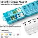 Foldable Weekly Pill Organizer 2 Times a Day with 2 Extra Compartments (Clear Printed Labels) - Portable 7 Day AM PM Medicine Box, Week Daily Travel Pill Case Holder for Vitamin, Supplement - Sky Blue