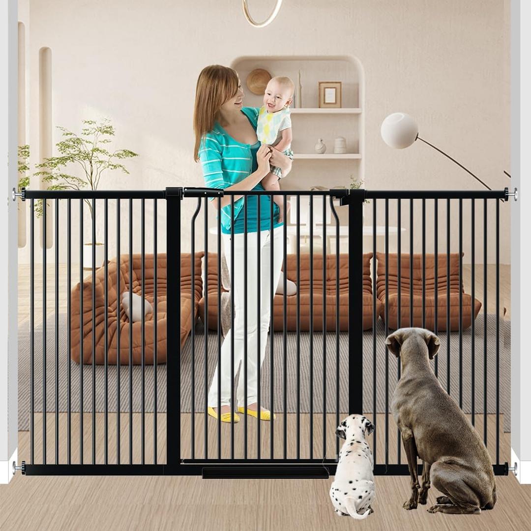 40.5" Extra Tall Baby Gate 68.5-71.2" Wide No Drilling Tall Pet Gate Cat Gate Extra Wide Baby Gate Safety,Extra Narrow Auto-Close for Indoor Stairs, Doorways, and Kitchen (Black)