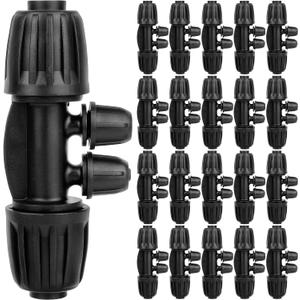 1/2 to 1/4 Drip Irrigation Fittings,20Pcs 4-Ways Barbed Tee 1/2 inch Drip Irrigation Tubing (1/2" ID x0.6-0.63" OD) 16mm to 1/4 inch Irrigation Tube Fitting Anti-Drop Barbed Connectors