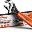 HORUSDY 6" Adjustable Wrench Pipe Spanner: Wide Jaw Black Oxide Wrench With Cushion Grip, Laser Marked Metric & SAE Scales, CR-V Steel, for Professionals