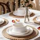 Line Porcelain Dinnerware Set, dish set for 6, White