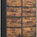SONGMICS Dresser for Bedroom, Chest of Drawers, Steel, MDF, 8 Non-Woven Fabric Drawers, Storage Organizer Unit, Closet, Entryway, Rustic Brown and Ink Black LGS124B02S