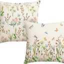 AVOIN colorlife Spring Wildflowers Throw Pillow Covers Set of 2, 18 x 18 Inch Flower Holiday Cushion Case Decoration for Sofa Couch
