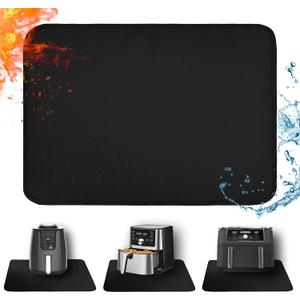 Air Fryer Mat for Air Fryer, 24 x 31in Heat Resistant Mat for Countertop, Fireproof Silicone Countertop Protector Appliance Slider for Air Fryer, Coffee Maker, Toaster, Oven (Black)