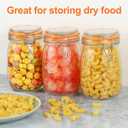 DANALLAN Wide Mouth Mason Jars, 4Pcs 32 oz Glass Jars with Airtight Lid Large Mason Canning Jars Clear Storage Canister Jars with Measurement Marks for Canning Flour Jam Jelly Coffee Sugar Beans