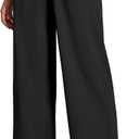 Ewedoos Dress Pants Women Wide Leg Woman Stretchy Work Pants Casual Trousers Slacks for Women Pull On Business Outfits (X-Small, Black)