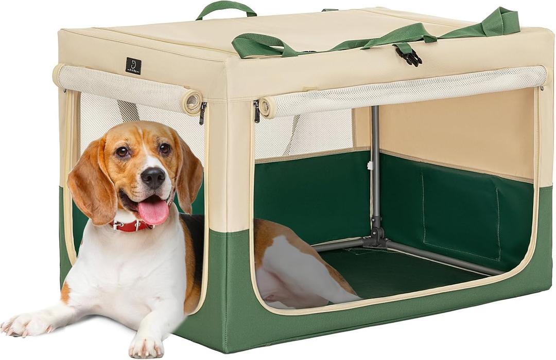 A 4 Pet 30-in Collapsible Soft Dog Crate, Medium Dogs, Travel | patented screw frame, Lockable zippers, waterproof base, washable cover, outdoor/indoor/car