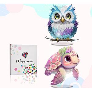 2 Pcs Tabletop Diamond Art Painting Kits,DIY Butterfly Diamond painting Special Shaped Rhinestone Desk Placement Ornament,5D Stand Up Gem Painting Craft Kit for Home Wall Decor Gifts,7.8x7.8inch (BP005+BP006)