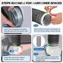 MOPHA 8FT Dryer Vent Hose for Tight Space, Indoor Dryer Hose Vent Kit with 6-Layer Duct Hose, 90 Degree Dryer Vent Elbow with Rubber Seal Connectors,Heat Resistant Dryer Exhaust Pipe,Easy Installation