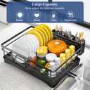 SNTD Dish Drying Rack for Kitchen Counter, 11.8" W x 16.7" L, Black