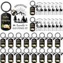 Huquary 24 Pack Camping Party Favors Keychain Bulk Camper Keychain with Cards Set Camper RV Keyring Gifts for Women Men Travel Camp Theme Birthday Party Favor Supplies, about 2.8 x 5 cm/1.1 x 2 inch