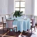 Biscaynebay Textured Fabric Round Tablecloths 90", Light Blue Water Resistant Washable Table Cloths Circle Folding Table Covers Linen for Dining, Kitchen, Wedding, Parties etc.