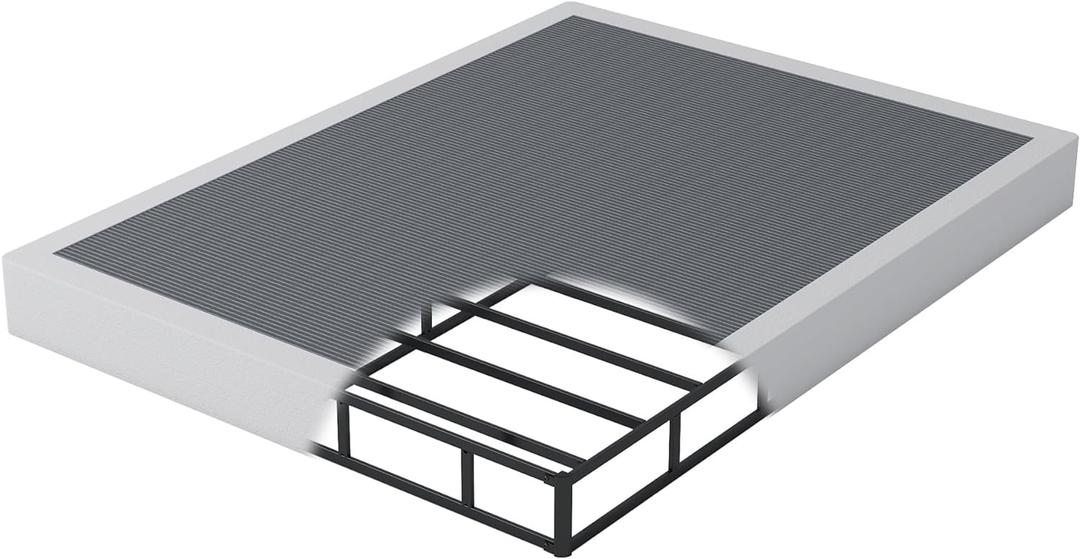 King Box Spring 9 Inch - Heavy Duty Box Spring Mattress Foundation Metal Bed Base with Fabric Cover, Noise Free Easy Assembly Non Slip/Non-Slip/Easy Assembly