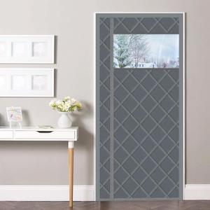 Magnetic Thermal Insulated Door Curtain, 38 x 80 Inch Winter Door Cover Curtain Size 42 x 82 Waterproof Thick Insulation Blanket with Visible Window Side Opening Gray