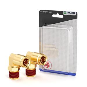 TAILONZ PNEUMATIC 5PCS 3/8" Tube OD x 3/8" NPT Thread DOT Elbow Out Pipe Air Fittings, Push to Connect Fittings Air Brake Pipe Fittings for Cars, Trucks, Air Brake Systems, Etc.