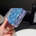 Compatible with iPhone 13 Pro Case, Cute Bow Pattern Gradient Bling Sparkly Aesthetic Transparent Shockproof Slim Durable TPU Phone Case for Women Girls - Blue