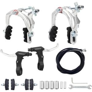 WEEROCK Bike Calip Brake Set Front and Rear C Brake Set, Rim Brake Set with Aluminium Alloy Brake levers, Bike Cables for Kids Bike, Child Bike, Student Bicycle, BMX，Beach Bike, Commuter Bike