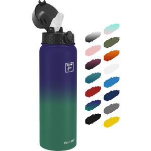 Fanhaw 32 oz Insulated Stainless Steel Water Bottle with Straw Lid, Leakproof Sports Bottle for Men, Women & Teens (Purple Green)