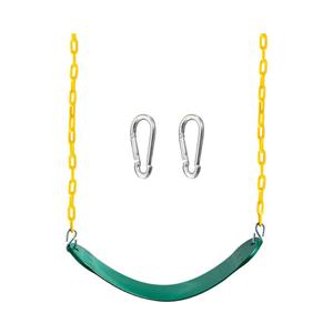 TURFEE Heavy Duty Swing Seat Green Color with 66” Chain, Swing Set Accessories Replacement with Snap Hooks for Kids Outdoor Play Playground