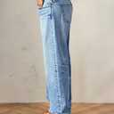 Flamingals Women's Mid Waist Baggy Straight Leg Jeans Casual Wide Leg Denim Pants Light Blue XL (XL)