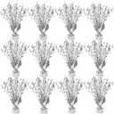 ZOOFOX 12 Pack Metallic Foil Spray Centerpiece, Glitter Silver Star Table Decoration, Burst Table Centerpieces for Birthday Wedding Anniversary Christmas Party Supplies Decor, Freestanding
