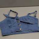 WDIRARA Women's Denim Tie Knot Tank Top Button Decor Sleeveless Y2k Jean Crop Top (Medium)