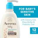 Aveeno Baby Daily Moisturizing Cream with Prebiotic Oat, Hypoallergenic Baby Lotion with Coconut Oil & Shea Butter Moisturizes Sensitive Skin for 24 Hours, Gentle Coconut Scent, 12 fl. oz