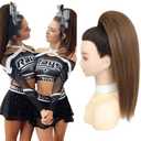 Cheer Ponytail Hairpiece All Star Cheer Hair Straight Posh Pony for Cheerleader Competition 200% density, Full and Thick Hair,Mocha Melt