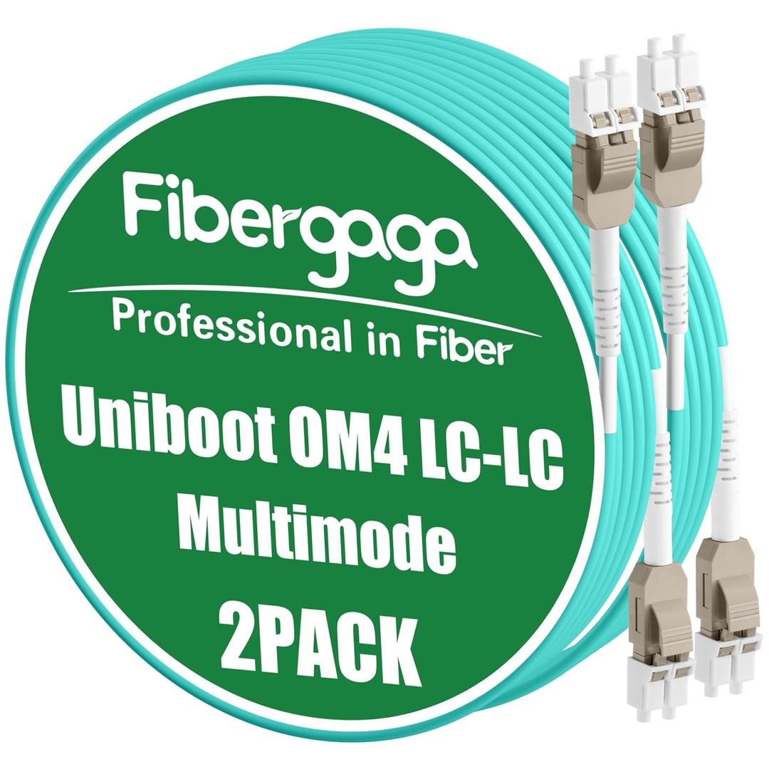 OM4 LC to LC Fiber Patch Cable Multimode 2M(7ft), 2Pack