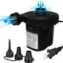 Aida & Hani Electric Air Pump for Inflatables Air Mattress Pump Pool Air Pumps Quick Unwarming Electric Pump Plug in Inflate Deflate Pump with 3 Nozzles Black