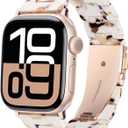 HOPO Compatible With Apple Watch Band 38mm 40mm 41mm 42mm 44mm 45mm 46mm 49mm,Resin Watch Strap Bracelet Wristband Fashion Lightweight Replacement For iWatch Bands Series 11 Ultra 10 9 8 7 6 5 4 3 2 1 SE for Women Men (Nougat White)