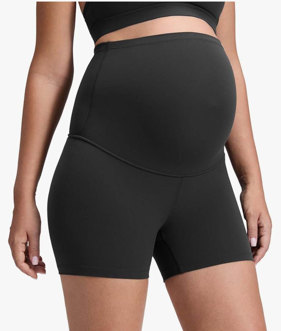 YOGA Butterluxe Maternity Biker Shorts 4" - Over The Belly Pregnancy Yoga Workout Womens Activewear Buttery Soft L