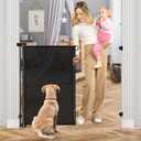 42 Inch Extra Tall Dog Gate Indoor 55 Wide Puppy Gates for The House Prevent Kids/Pets from Jumping Over Retractable Extra Tall Baby Gates for Doorways Retractable Outdoor Pet Gate for Stairs, Black