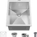 15 x 20 x 9 Inch Drop In Kitchen Bar Sink, Small Kitchen Sink Single Bowl Topmount Bar Prep Sink 18 Gauge Stainless Steel Bar Sink with Grid and Basket Strainer