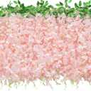 60 Branches Wisteria Hanging Flowers, 4Pcs Wisteria Artificial Flowers Garland, Artificial Wisteria Vine Silk Hanging Flower for Home Garden Outdoor Ceremony Wedding Arch Floral Decor (Pink)
