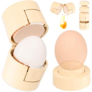 2 in 1 Egg Shell Opener with Piercer, Hard Boiled Egg Peeler, Cute Egg Cracker for Raw Eggs, Egg Separator for Home Kitchen Gadgets Tool, Beige
