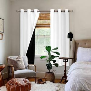 Room Darkening Curtains 63 Inches Long - Grommet Thermal Insulated Drapes Window Treatment Curtains for Bedroom, 2 Panels
