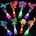 LovesTown 24PCS Dinosaur Party Favors, LED Light up Finger Lights Glow in The Dark Finger Flashlights for Birthday Party Decorations Goodie Bags Fillers Classroom Prizes