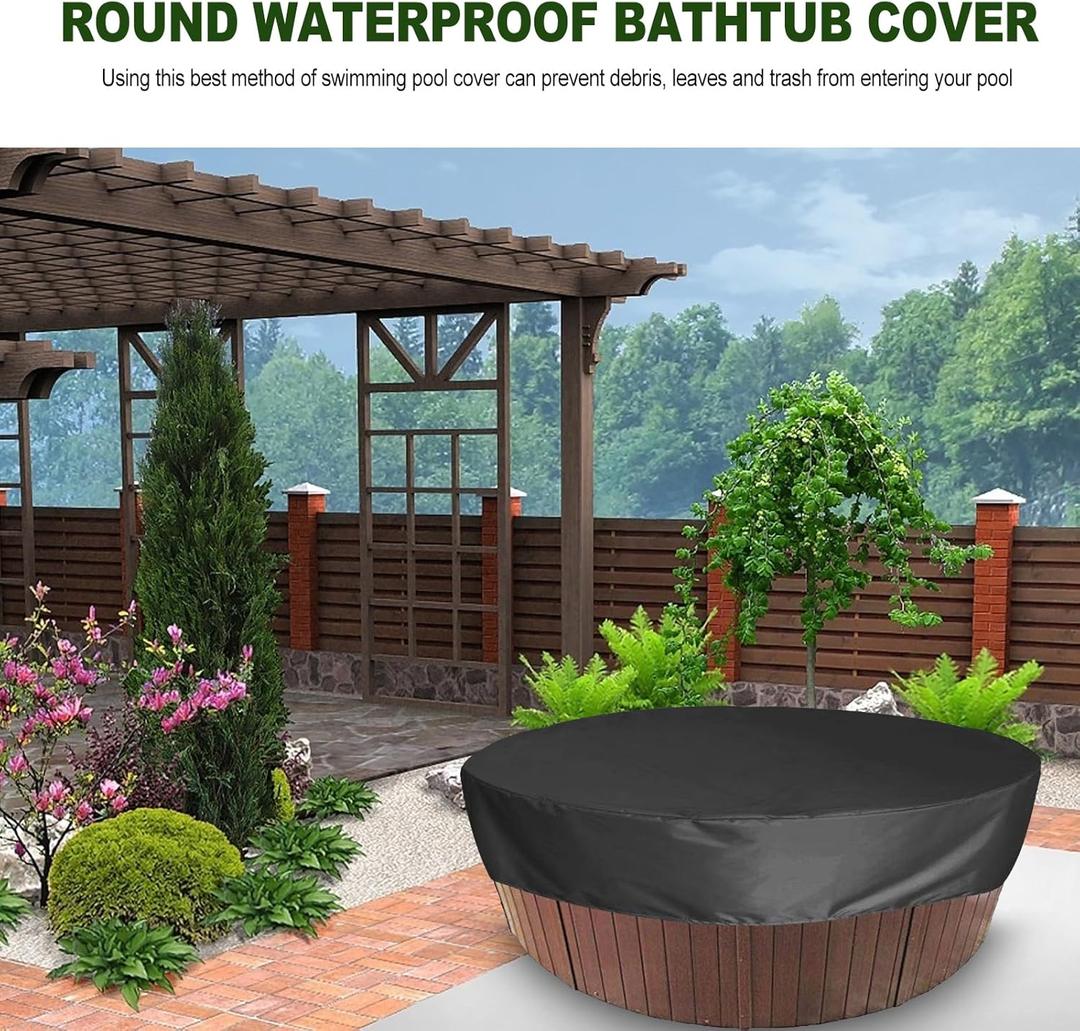Angoily 1PCS Round Pool Cover for Above Ground Pools, 6 ft Round Solar Pool Cover Protector for Inflatable Pool and in- ground Pools for and Reduce Water Evaporation (Black, 190X30CM)